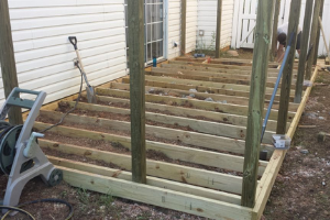 Setting the frame for the deck